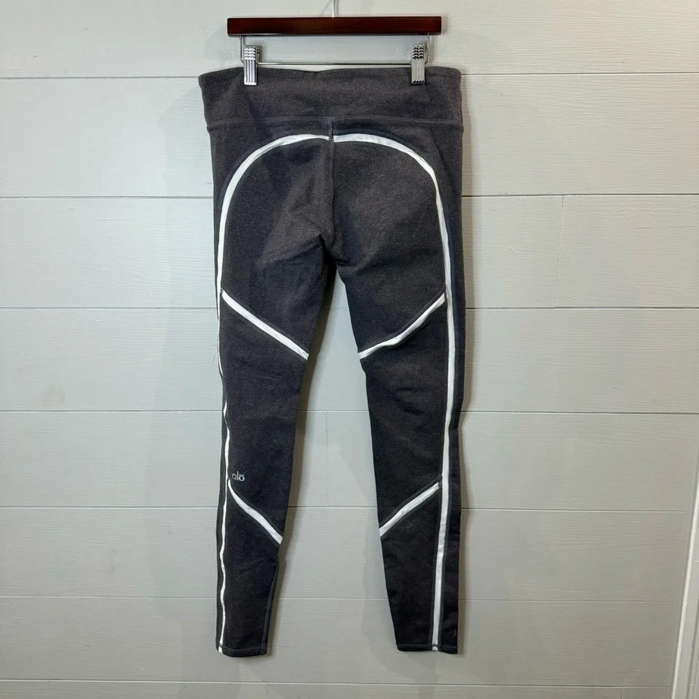 ALO Yoga Heathered Grey White Shimmer Panels Talia Athletic Performance Leggings